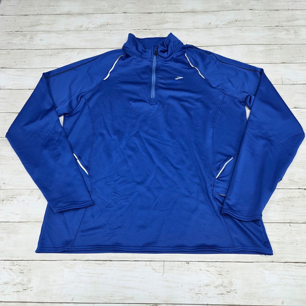 Brooks Equilibrium Running 1/4 Zip Pullover Men Large Blue Reflective 210234